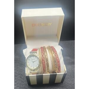 Embassy Watch And Bangle Bracelets Set Jewelry Fashion Untested‎